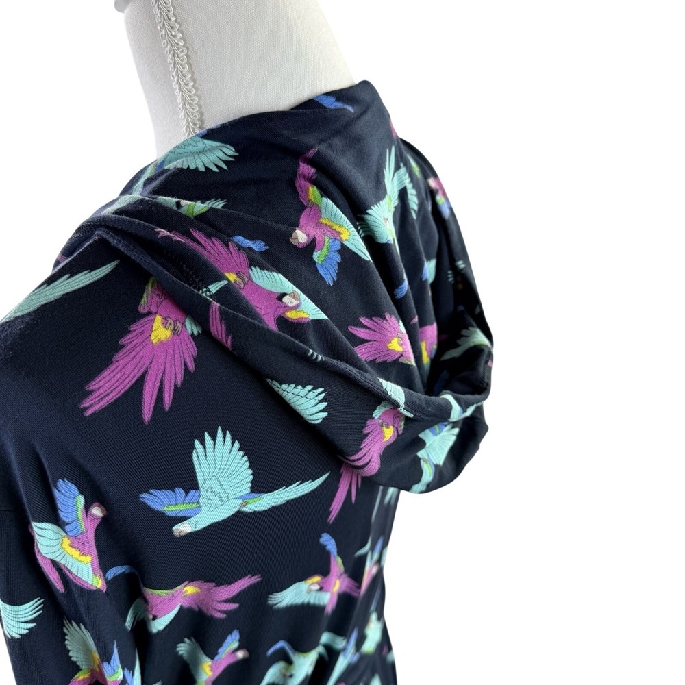 Women's Black Cotton Parrot Hooded Robe Long XL - Picture 7 of 7
